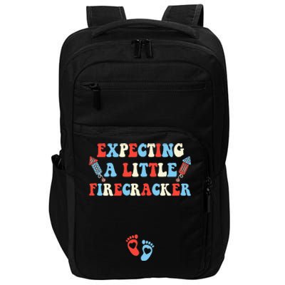 4th of July Pregnancy Expecting A Little Firecracker Groovy Impact Tech Backpack