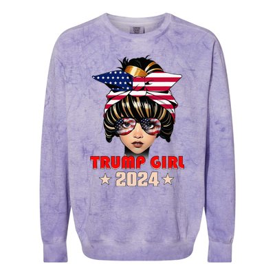 4th Of July Trump 45 47 Trump Girl 2024 Colorblast Crewneck Sweatshirt