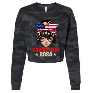 4th Of July Trump 45 47 Trump Girl 2024 Cropped Pullover Crew