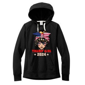 4th Of July Trump 45 47 Trump Girl 2024 Women's Fleece Hoodie