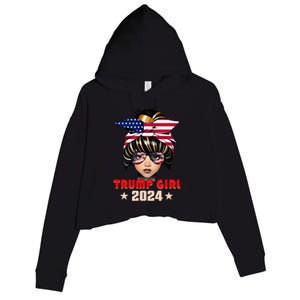 4th Of July Trump 45 47 Trump Girl 2024 Crop Fleece Hoodie