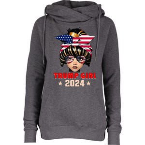 4th Of July Trump 45 47 Trump Girl 2024 Womens Funnel Neck Pullover Hood