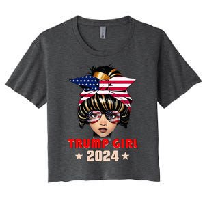 4th Of July Trump 45 47 Trump Girl 2024 Women's Crop Top Tee