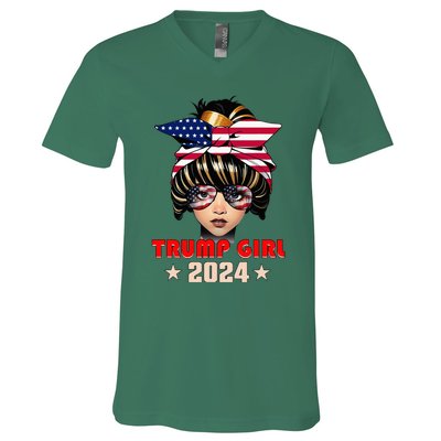 4th Of July Trump 45 47 Trump Girl 2024 V-Neck T-Shirt