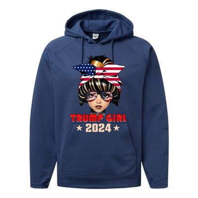 4th Of July Trump 45 47 Trump Girl 2024 Performance Fleece Hoodie