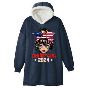 4th Of July Trump 45 47 Trump Girl 2024 Hooded Wearable Blanket