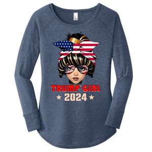 4th Of July Trump 45 47 Trump Girl 2024 Women's Perfect Tri Tunic Long Sleeve Shirt