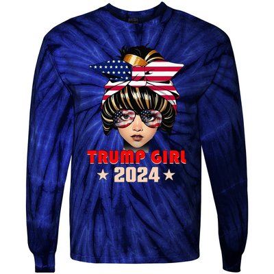 4th Of July Trump 45 47 Trump Girl 2024 Tie-Dye Long Sleeve Shirt