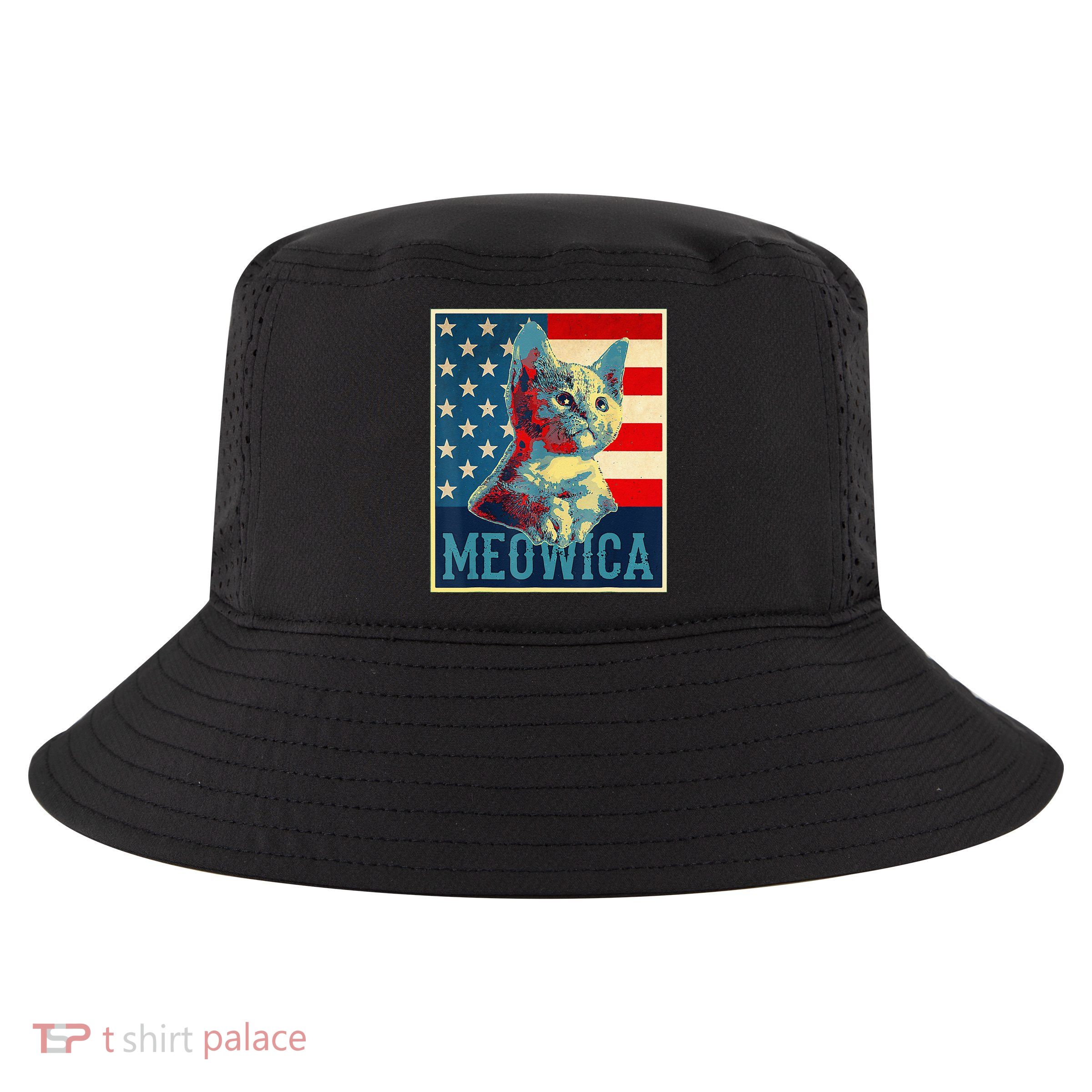 4th of July Meowica Kitty Cat Cool Comfort Performance Bucket Hat