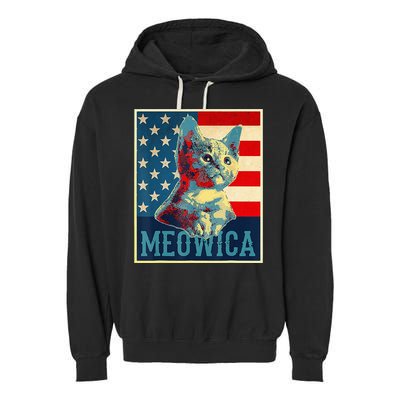 4th of July Meowica Kitty Cat Garment-Dyed Fleece Hoodie