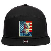 4th of July Meowica Kitty Cat 7 Panel Mesh Trucker Snapback Hat