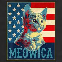 4th of July Meowica Kitty Cat 7 Panel Mesh Trucker Snapback Hat