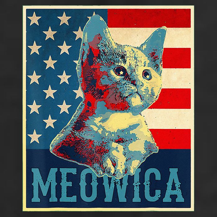 4th of July Meowica Kitty Cat 7 Panel Mesh Trucker Snapback Hat