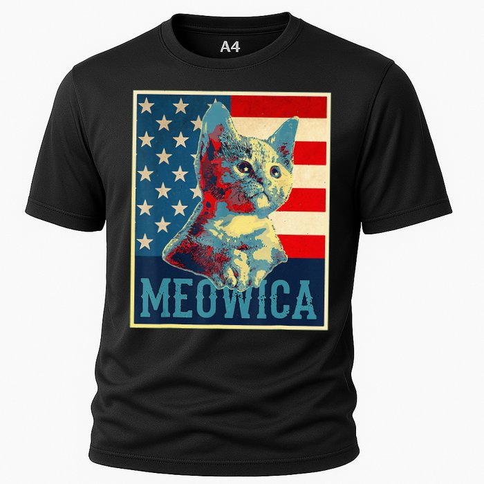 4th of July Meowica Kitty Cat Cooling Performance Crew T-Shirt