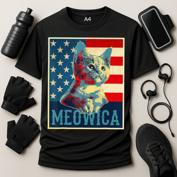 4th of July Meowica Kitty Cat Cooling Performance Crew T-Shirt