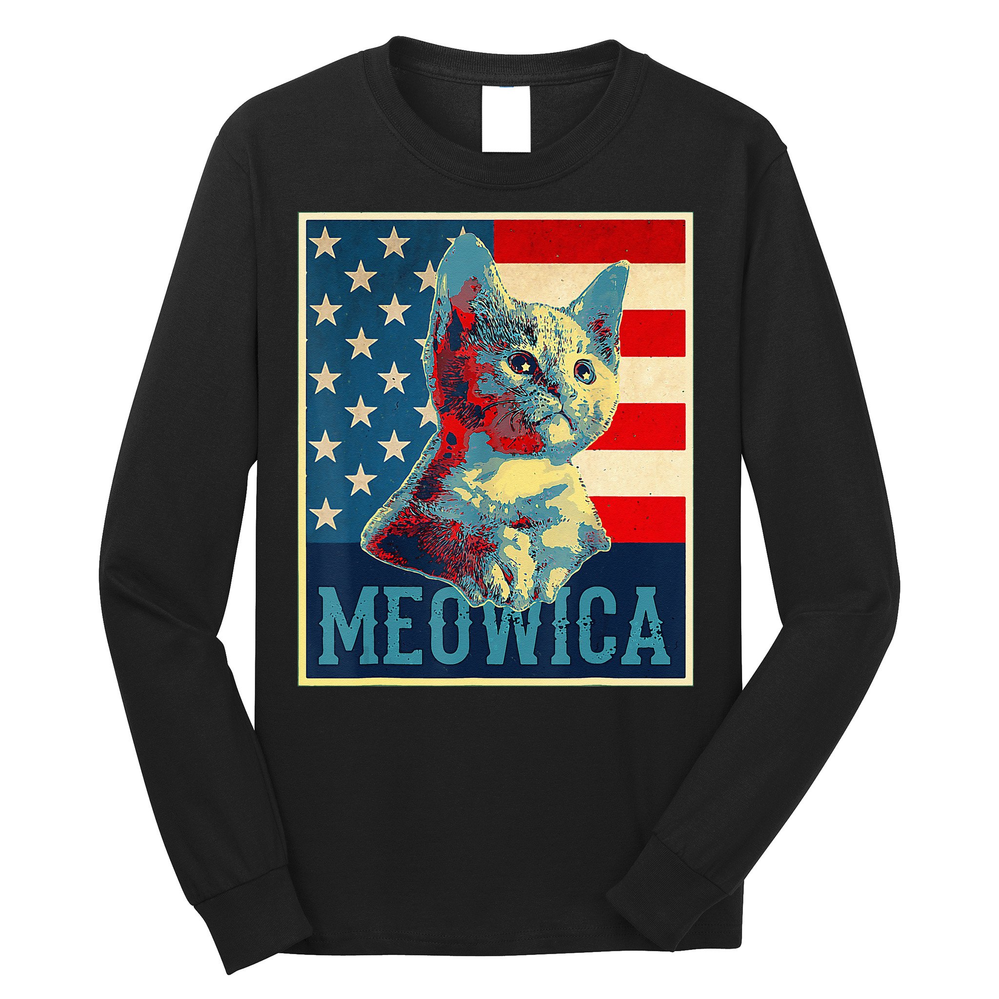 4th of July Meowica Kitty Cat Long Sleeve Shirt