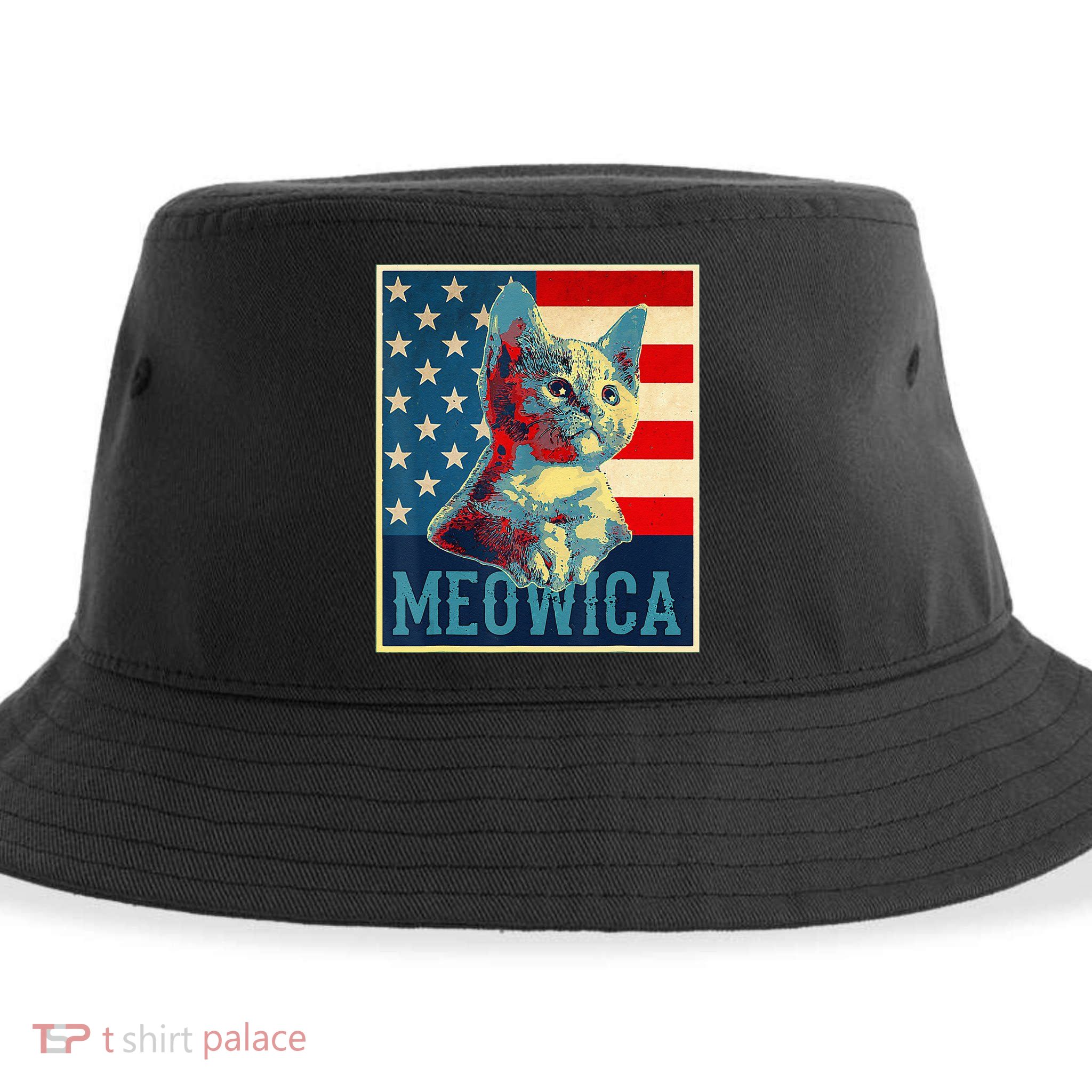4th of July Meowica Kitty Cat Sustainable Bucket Hat