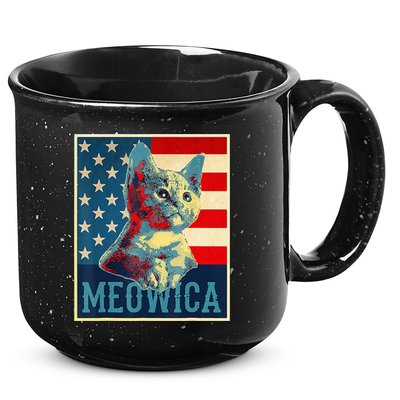 4th of July Meowica Kitty Cat 15oz Campfire Ceramic Mug