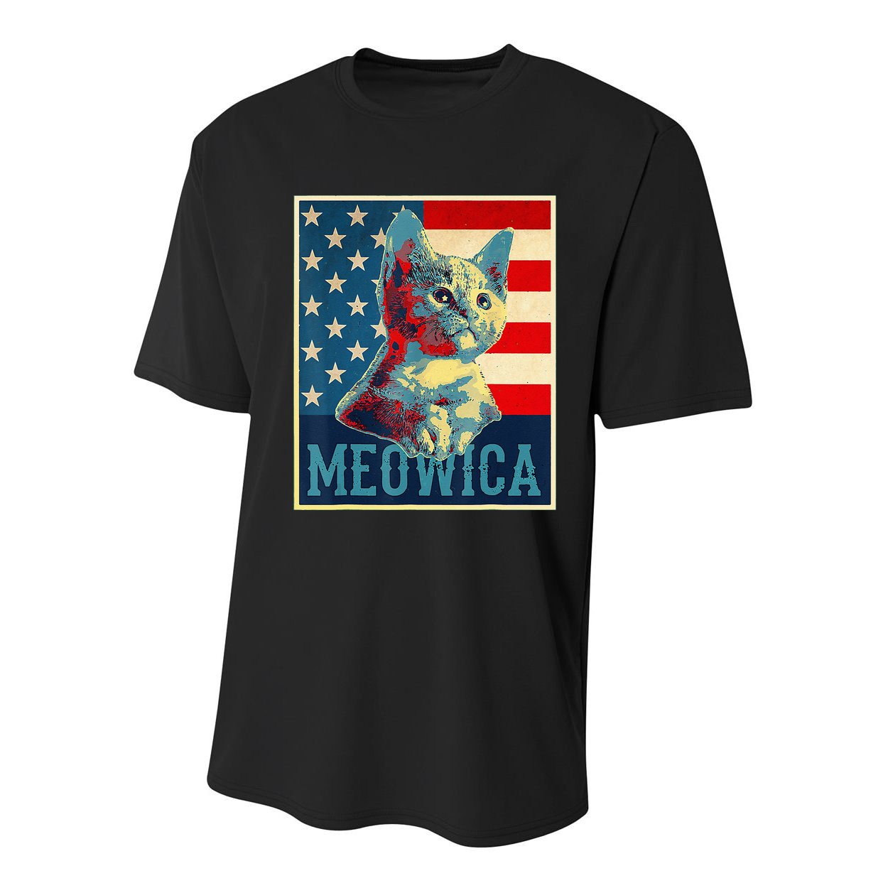 4th of July Meowica Kitty Cat Youth Performance Sprint T-Shirt