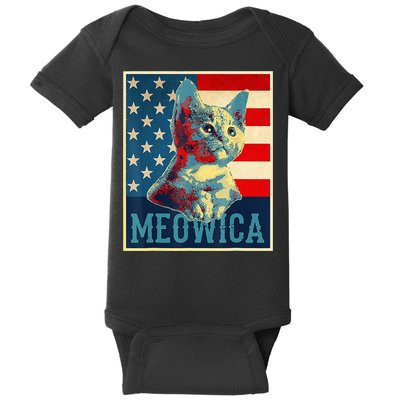 4th of July Meowica Kitty Cat Baby Bodysuit
