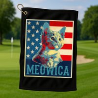 4th of July Meowica Kitty Cat Golf Towel