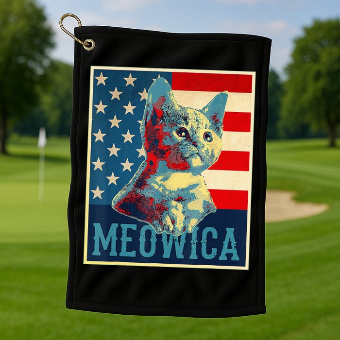 4th of July Meowica Kitty Cat Golf Towel