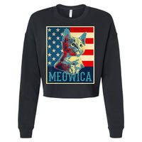 4th of July Meowica Kitty Cat Cropped Pullover Crew