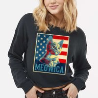 4th of July Meowica Kitty Cat Cropped Pullover Crew