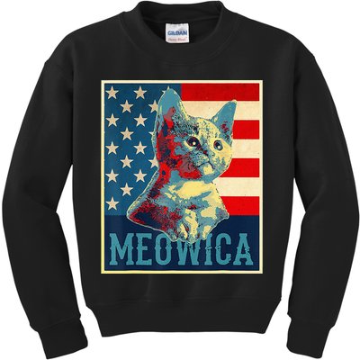 4th of July Meowica Kitty Cat Kids Sweatshirt