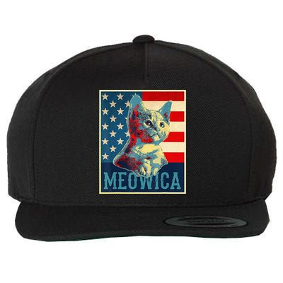4th of July Meowica Kitty Cat Wool Snapback Cap
