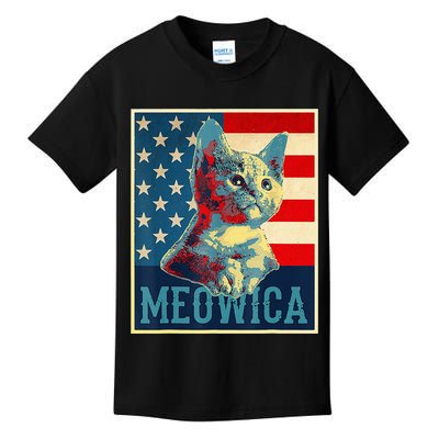 4th of July Meowica Kitty Cat Kids T-Shirt