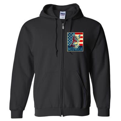 4th of July Meowica Kitty Cat Full Zip Hoodie
