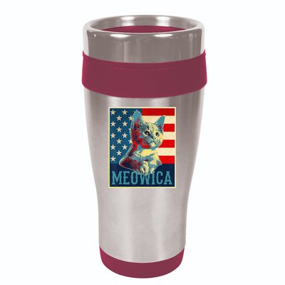 4th of July Meowica Kitty Cat 16oz Travel Tumbler