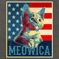 4th of July Meowica Kitty Cat Cotton Canvas Backpack