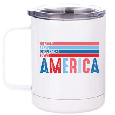 4th Of July Freedom America Vintage 12 oz Stainless Steel Tumbler Cup