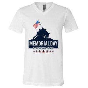 4th Of July Remember And Honor Memorial Day Gift For Veteran V-Neck T-Shirt