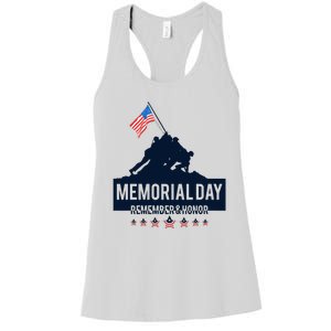 4th Of July Remember And Honor Memorial Day Gift For Veteran Women's Racerback Tank