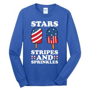 4th Of July Ice Cream Patriotic Ice Cream Cone Usa Ice Cream Great Gift Tall Long Sleeve T-Shirt