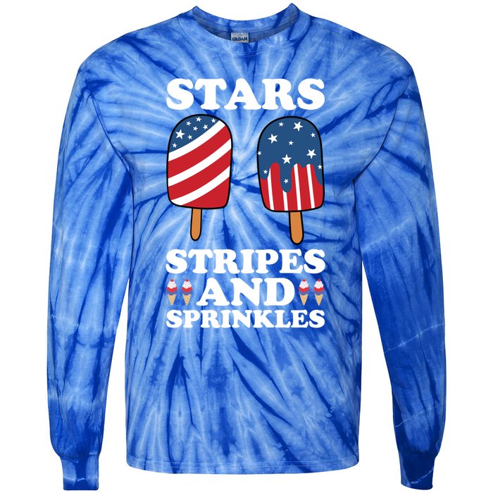 4th Of July Ice Cream Patriotic Ice Cream Cone Usa Ice Cream Great Gift Tie-Dye Long Sleeve Shirt