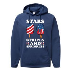 4th Of July Ice Cream Patriotic Ice Cream Cone Usa Ice Cream Great Gift Performance Fleece Hoodie