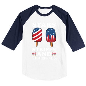 4th Of July Ice Cream Patriotic Ice Cream Cone Usa Ice Cream Great Gift Baseball Sleeve Shirt