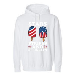 4th Of July Ice Cream Patriotic Ice Cream Cone Usa Ice Cream Great Gift Garment-Dyed Fleece Hoodie