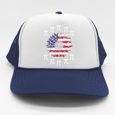 4th Of July Pi Math Teacher America Independence Sunflower Gift Trucker Hat