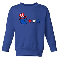 4th Of July Eating Usa Flag Stars Retro Gamer Toddler Sweatshirt