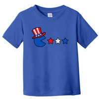 4th Of July Eating Usa Flag Stars Retro Gamer Toddler T-Shirt