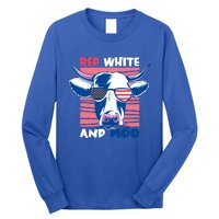 4th Of July Cow Red White And Moo Flag Patriotic Usa Gift Long Sleeve Shirt