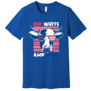 4th Of July Cow Red White And Moo Flag Patriotic Usa Gift Premium T-Shirt