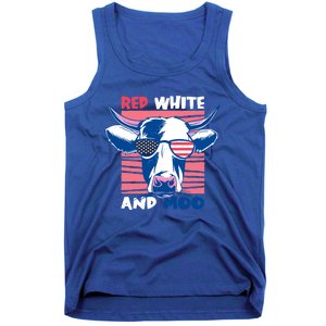 4th Of July Cow Red White And Moo Flag Patriotic Usa Gift Tank Top