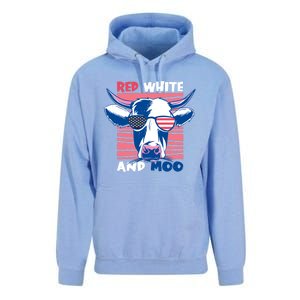 4th Of July Cow Red White And Moo Flag Patriotic Usa Gift Unisex Surf Hoodie