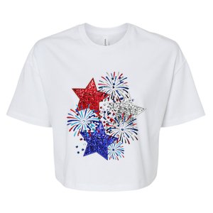 4th Of July Fireworks Stars Funny Cute 4th Of July Bella+Canvas Jersey Crop Tee